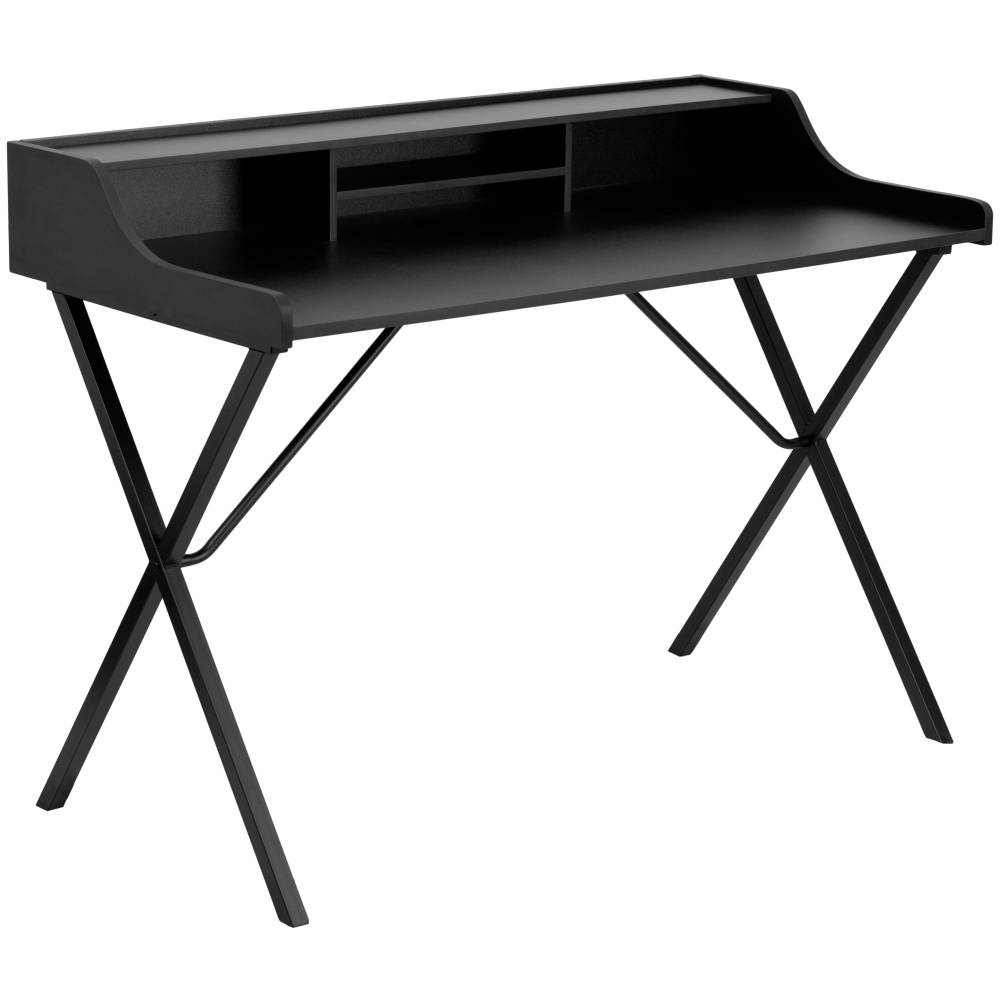 Black Top Shelf Computer Desk