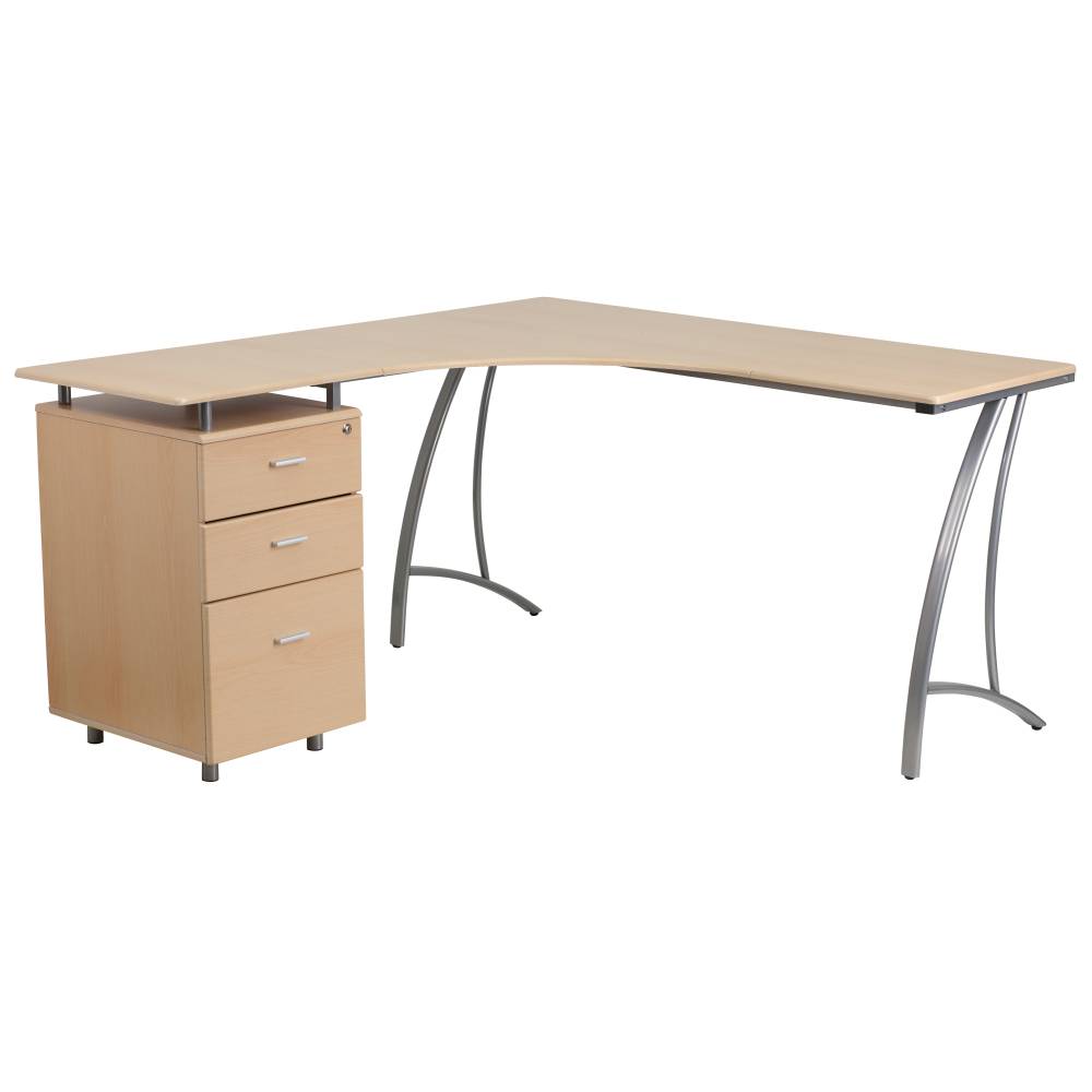 Beech L-Shape Corner Desk