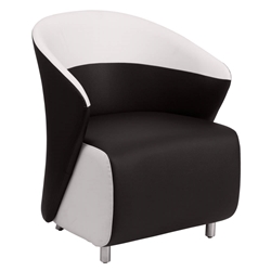 Black LeatherSoft Curved Barrel Back Lounge Chair 