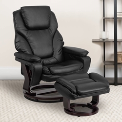 Black Leather Recliner&Ottoman