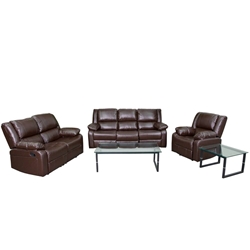 Brown Leather Recliner Set