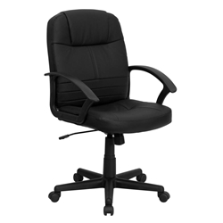 Black Mid-Back Leather Chair