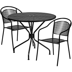 35.25RD Black Patio Table Set