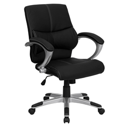 Black Mid-Back Leather Chair