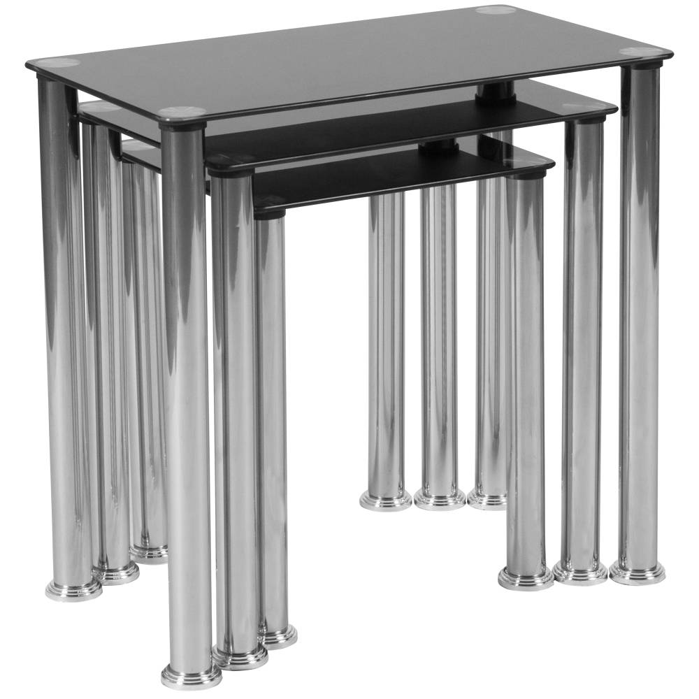 Black Glass Nesting Table