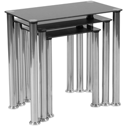 Black Glass Nesting Table