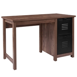 Oak Desk with Metal Drawers