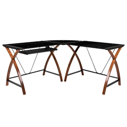 Black Glass L-Shape Desk