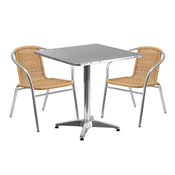 27.5SQ Aluminum Table/2 Chairs