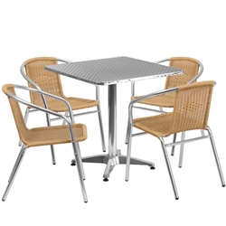 27.5SQ Aluminum Table/4 Chairs