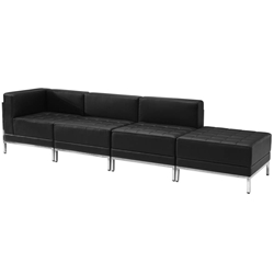 Black Leather Lounge Set, 4 PC