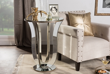 Baxton Studio Kylie Modern and Contemporary Hollywood Regency Glamour Style Mirrored Accent Side Table