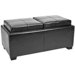 Kibo Double Tray Ottoman - Black