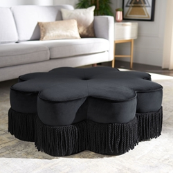 Harrison Flower Ottoman - Black