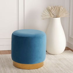 Kumani Round Ottoman - Denim Blue