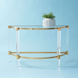 Zuri Acrylic Console Table - Brass