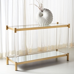 Petra Acrylic Console Table - Brass