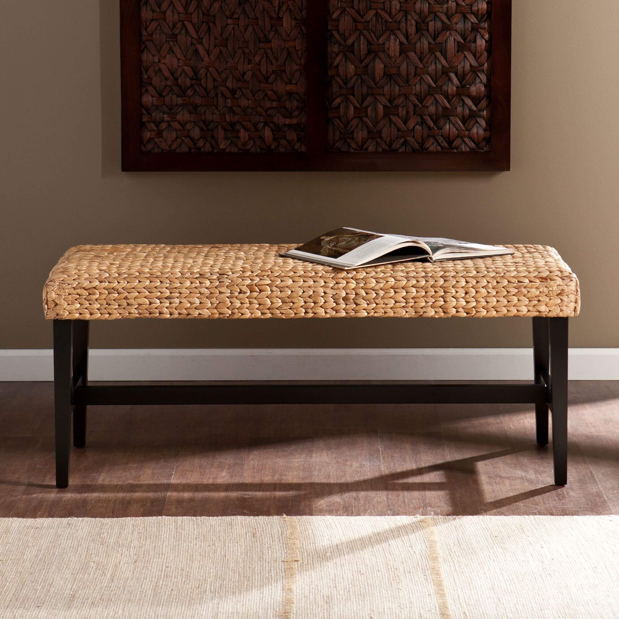 Standerson Water Hyacinth Bench - Black & Natural