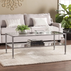 Jaymes Metal/Glass Rectangular Open Shelf Cocktail Table