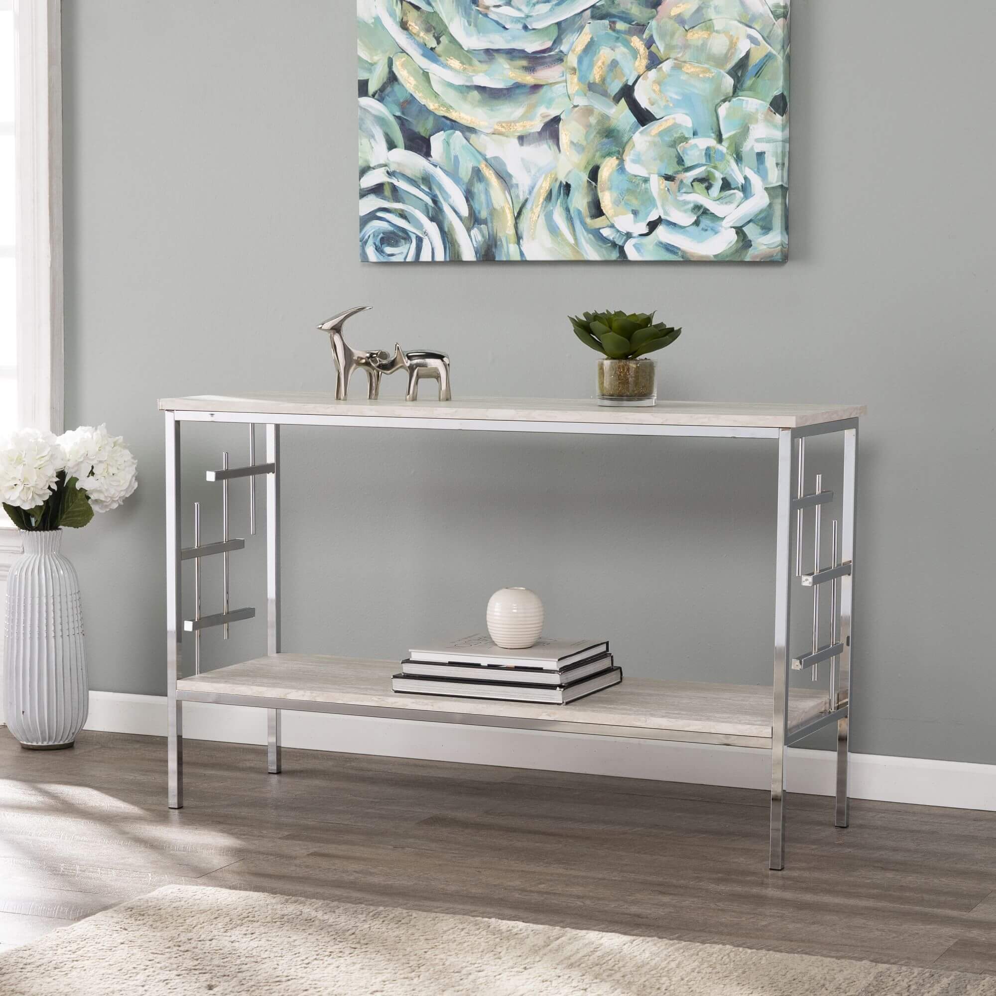 Freston Faux Marble Console Table