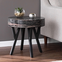 Twemlow Round Faux Marble End Table