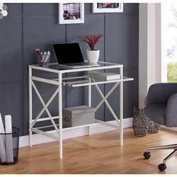 Elvan Metal/Glass Small-Space Desk - White