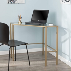 Keaton Metal/Glass Corner Desk – Soft Gold