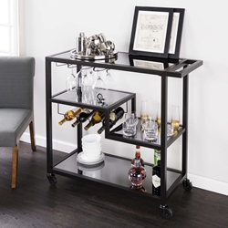 Holly & Martin Zephs Bar Cart – Black w/ Smoked Mirror