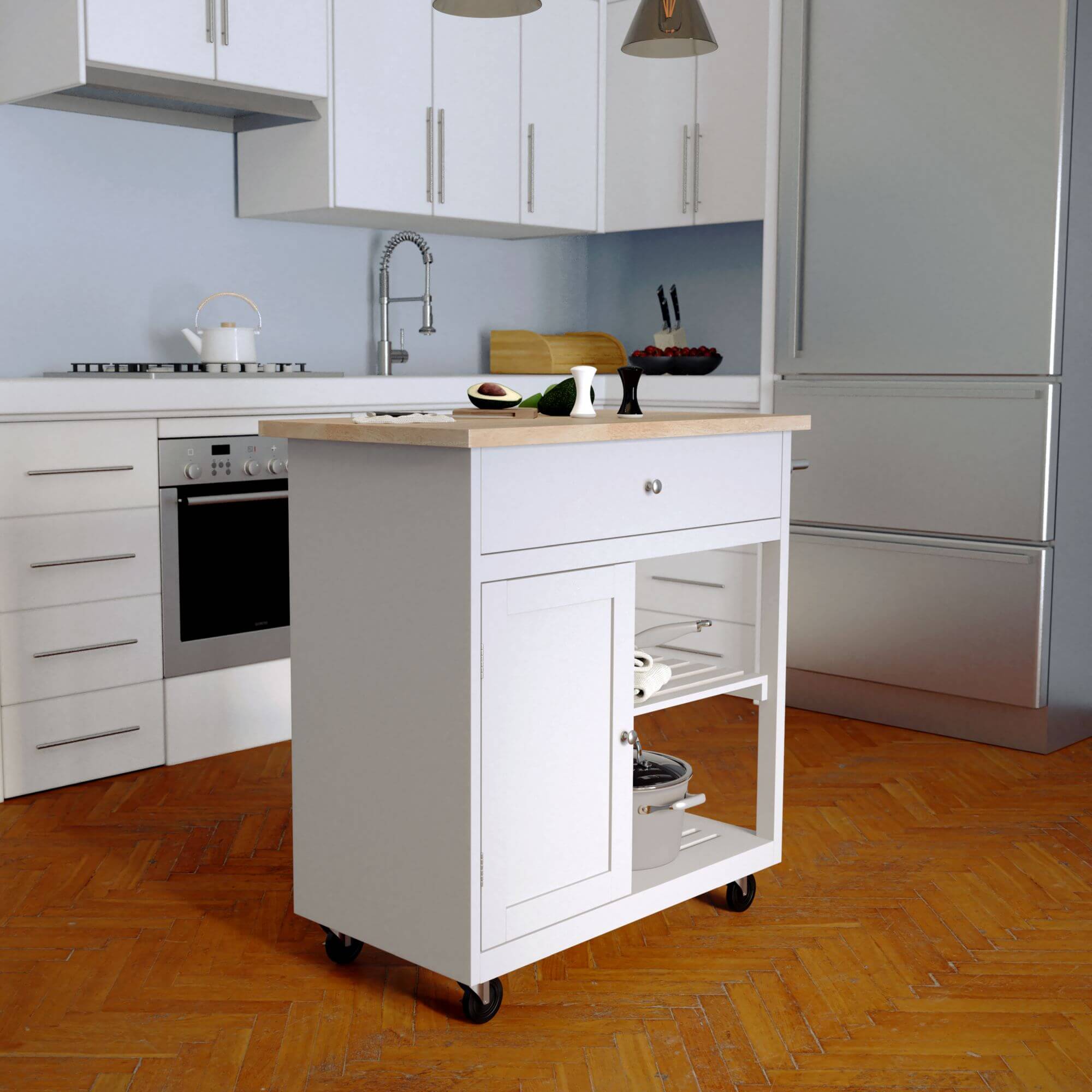 Rolling Kitchen Island w/ Storage