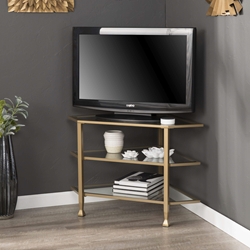 Jaymes Metal/Glass Corner TV Stand - Gold