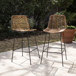 Ragalto Faux Rattan Counter Outdoor Stools – 2pc Set