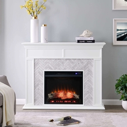 Torlington Marble Tiled Touch Screen Electric Fireplace