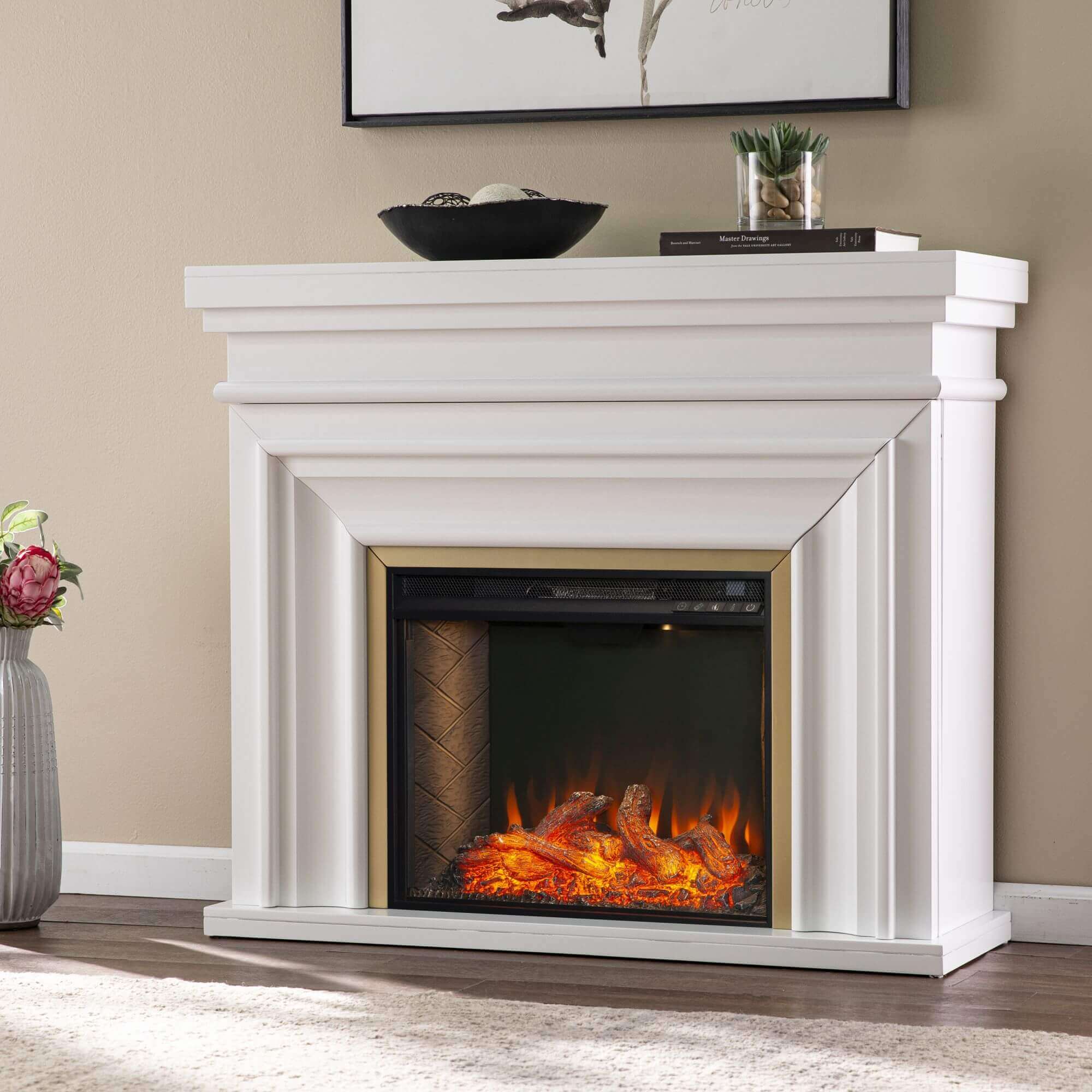 Bevonly Smart Electric Fireplace - White