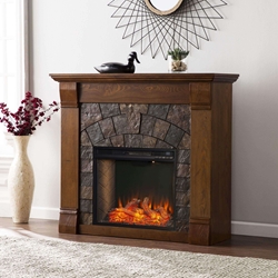 Elkmont Faux Stone Smart Electric Fireplace