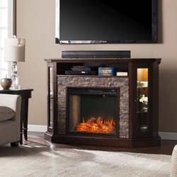 Redden Corner Convertible Smart Fireplace with Storage – Espresso