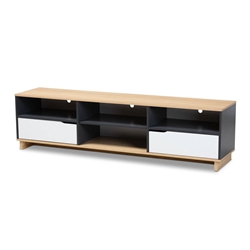 Baxton Studio Reed Mid-Century Modern Multicolor 2-Drawer Wood TV Stand