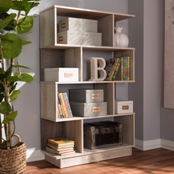 Baxton Studio Teagan Modern and Contemporary Oak Finished Display Bookcase